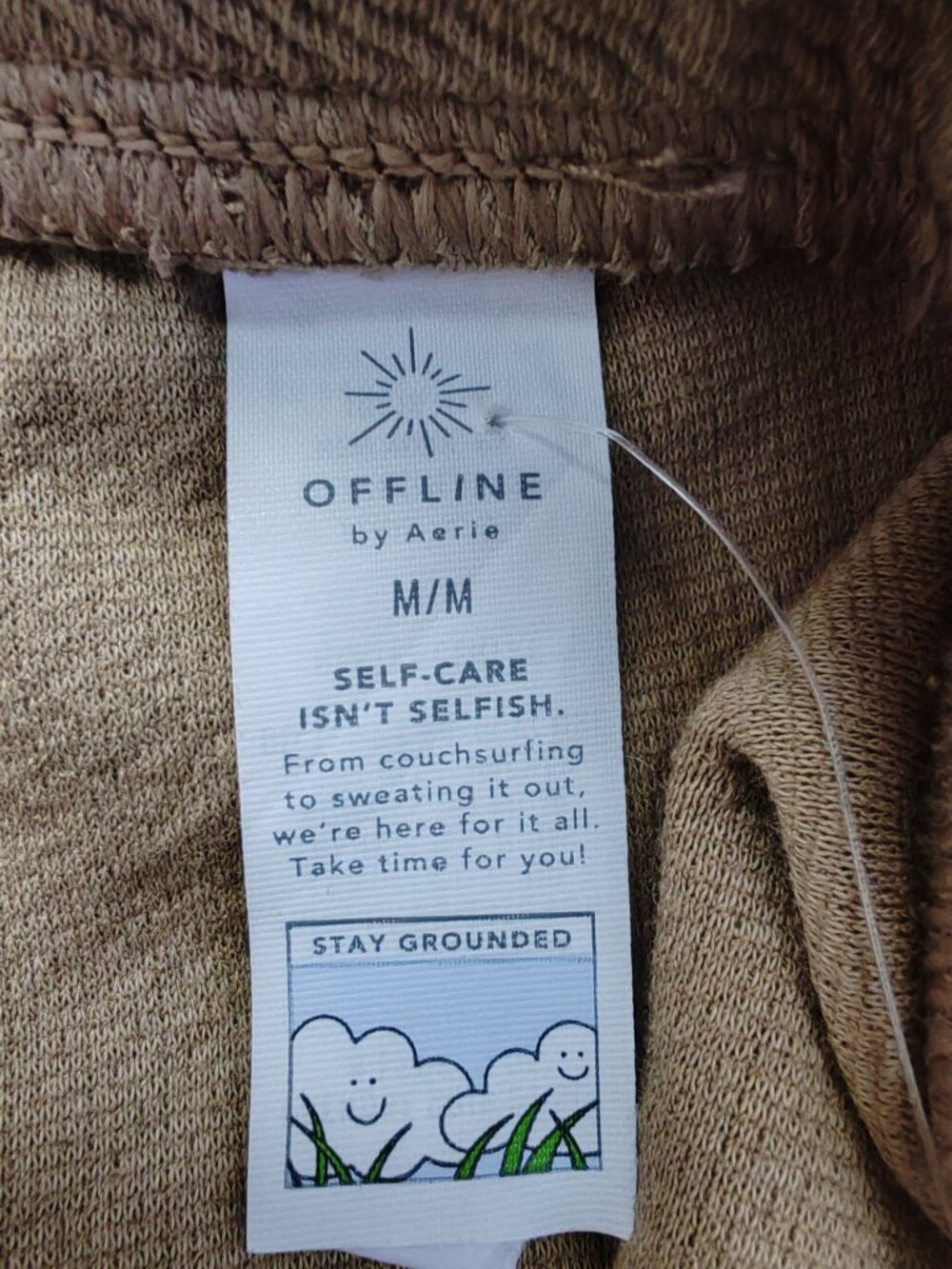 OFFLINE by Aerie Hi-Rise Flare Leggings Ribbed Textured Tan Brown Size M NWT - Picture 8 of 14